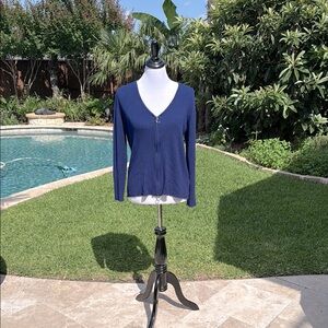 Navy Blue Zip-Up Cardigan